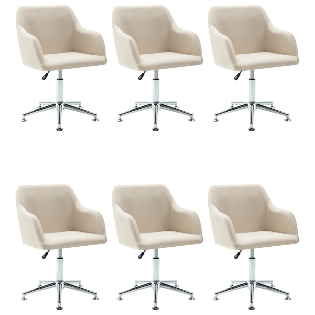 Eetkamerstoelen 6 st stof crèmekleurig