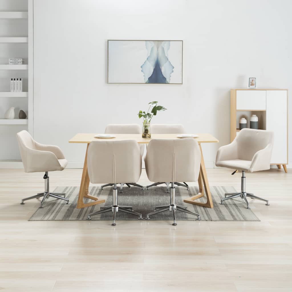 Eetkamerstoelen 6 st stof crèmekleurig