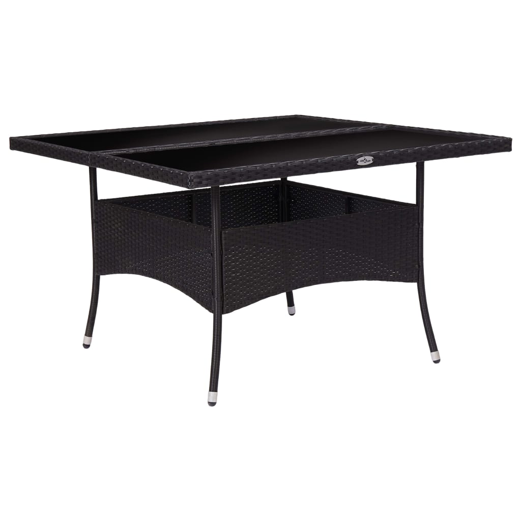 Tuintafel poly rattan en glas zwart is nu te koop bij PeponiXL, paradijselijk wonen!