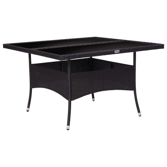 Tuintafel poly rattan en glas zwart is nu te koop bij PeponiXL, paradijselijk wonen!