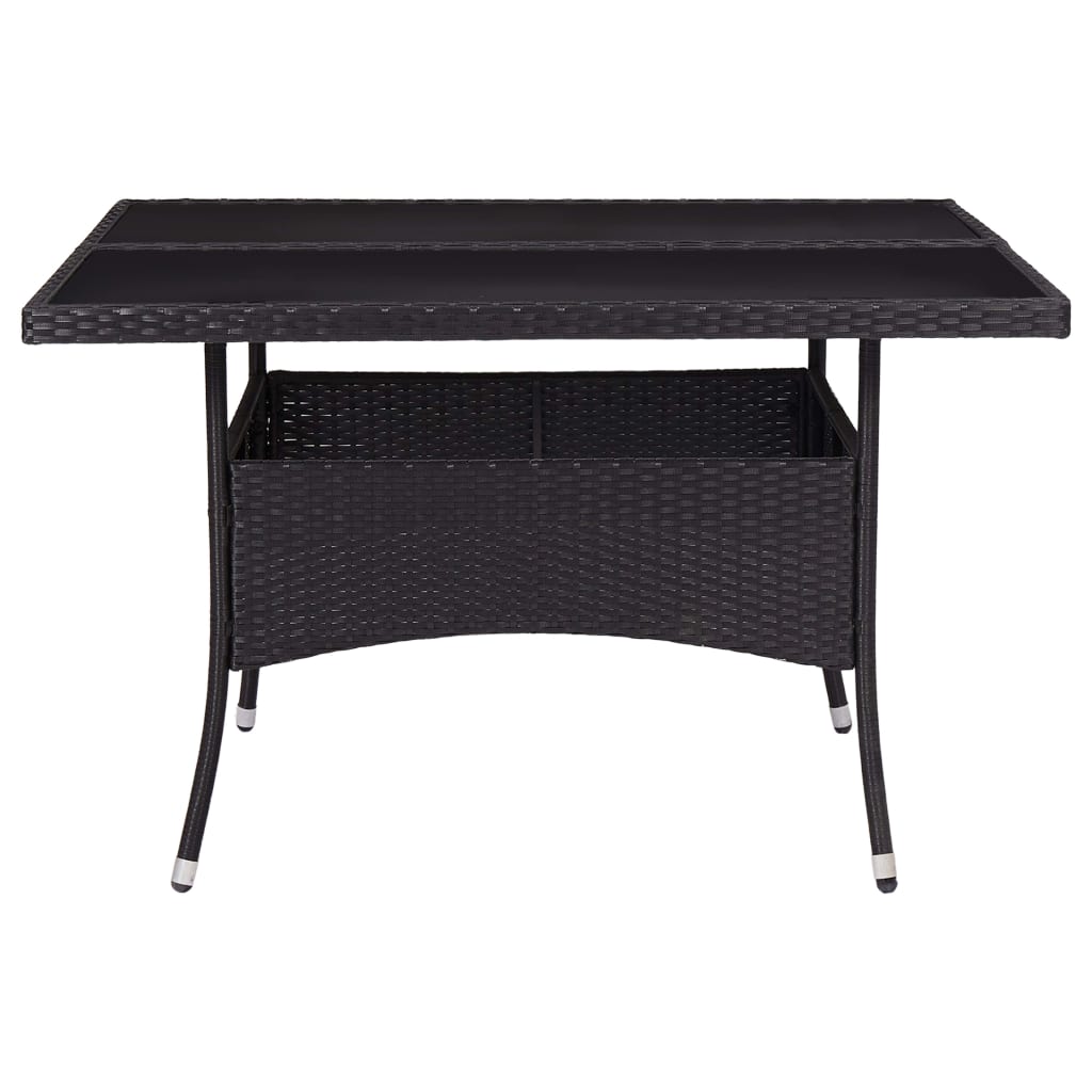 Tuintafel poly rattan en glas zwart is nu te koop bij PeponiXL, paradijselijk wonen!