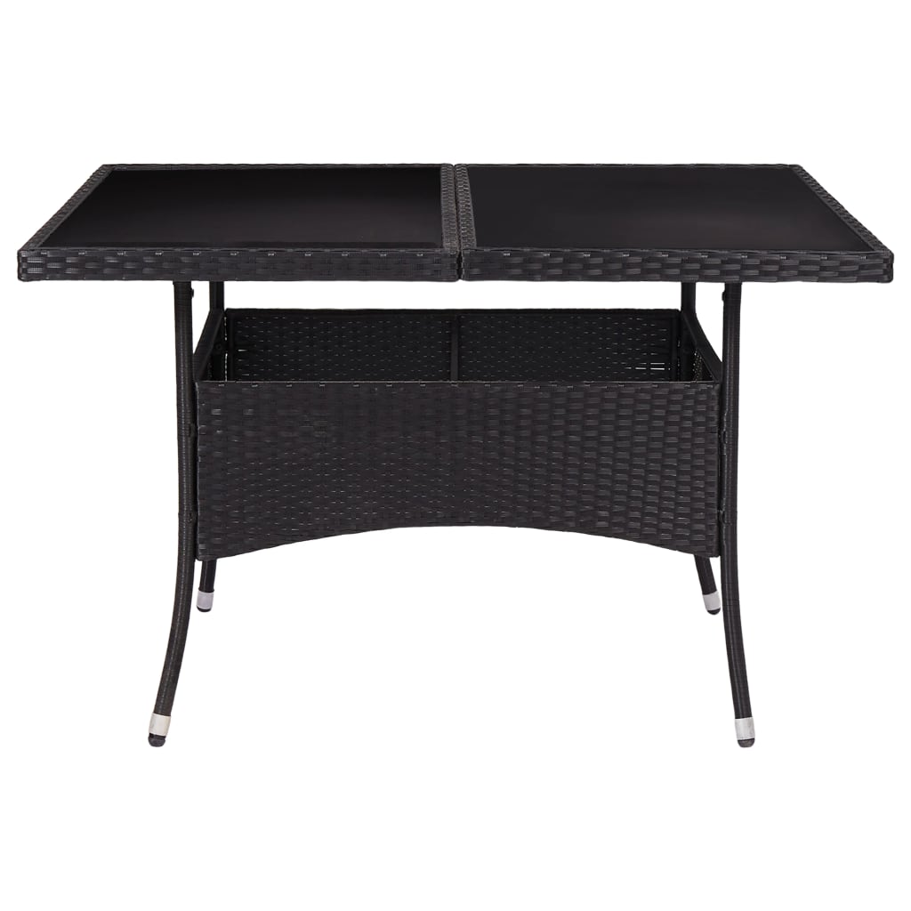 Tuintafel poly rattan en glas zwart is nu te koop bij PeponiXL, paradijselijk wonen!