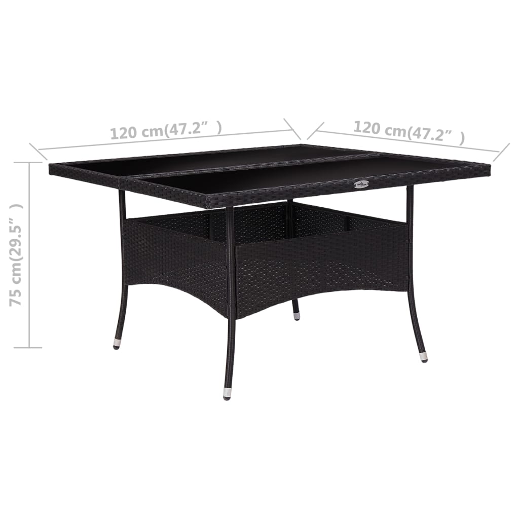 Tuintafel poly rattan en glas zwart is nu te koop bij PeponiXL, paradijselijk wonen!