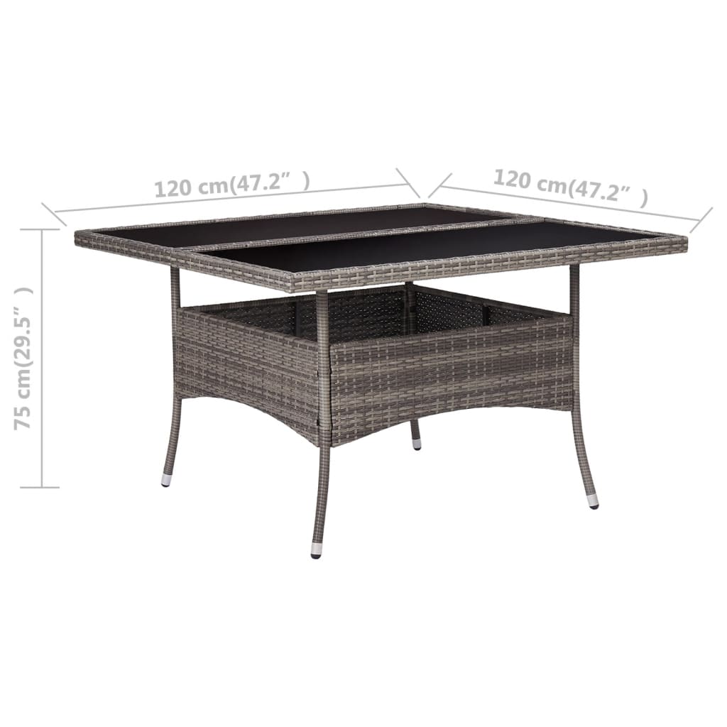 Tuintafel poly rattan en glas grijs is nu te koop bij PeponiXL, paradijselijk wonen!