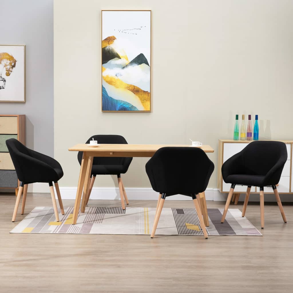 Eetkamerstoelen 4 st stof zwart is nu te koop bij PeponiXL, paradijselijk wonen!
