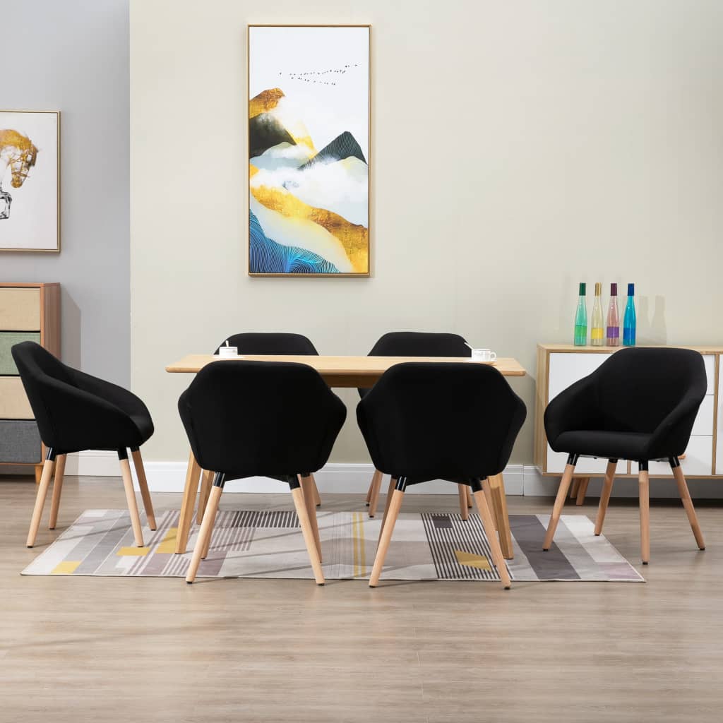 Eetkamerstoelen 6 st stof zwart is nu te koop bij PeponiXL, paradijselijk wonen!