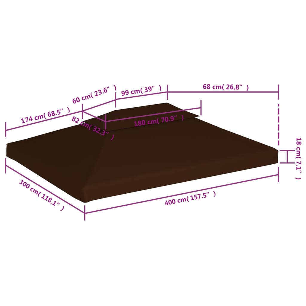 Prieeldak 2-laags 310 g/m² 4x3 m bruin is nu te koop bij PeponiXL, paradijselijk wonen!