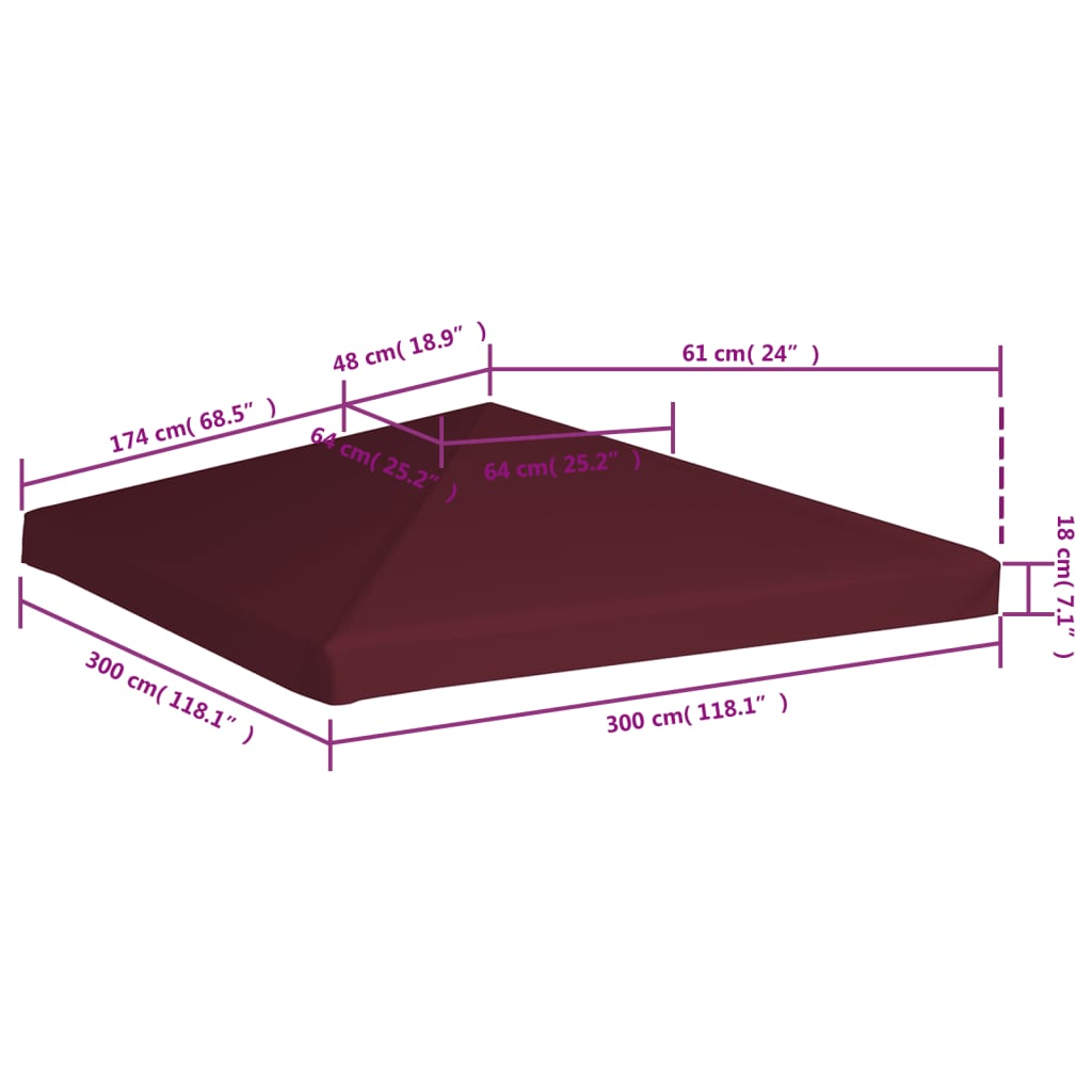 Prieeldak 310 g/m² 3x3 m bordeaux is nu te koop bij PeponiXL, paradijselijk wonen!