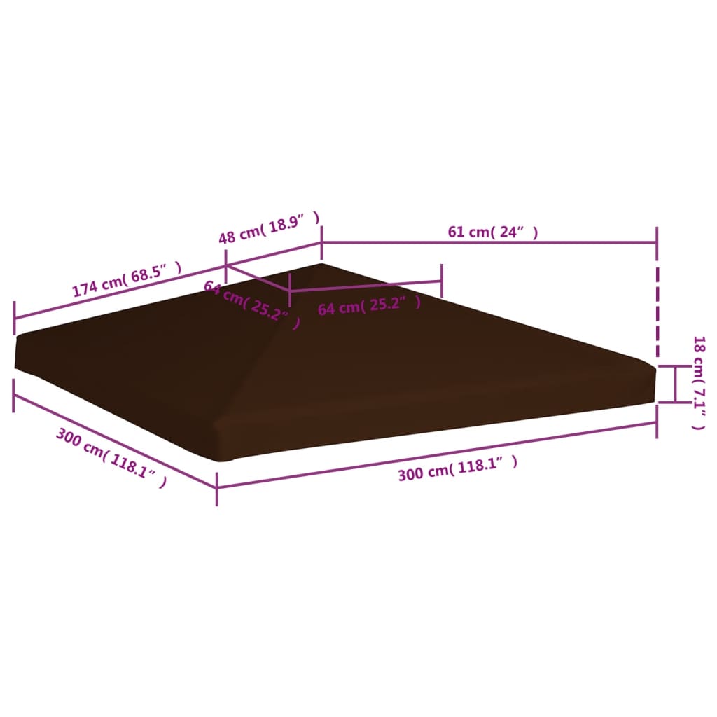 Prieeldak 310 g/m² 3x3 m bruin is nu te koop bij PeponiXL, paradijselijk wonen!