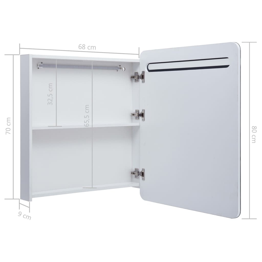 Badkamerkastje met spiegel LED 68x9x80 cm is nu te koop bij PeponiXL, paradijselijk wonen!