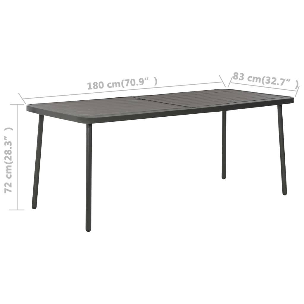Tuintafel 180x83x72 cm staal donkergrijs is nu te koop bij PeponiXL, paradijselijk wonen!