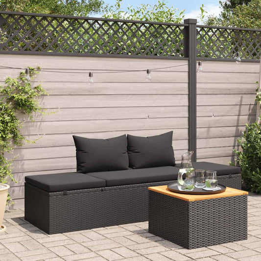 Ligbed met kussens poly rattan zwart is nu te koop bij PeponiXL, paradijselijk wonen!
