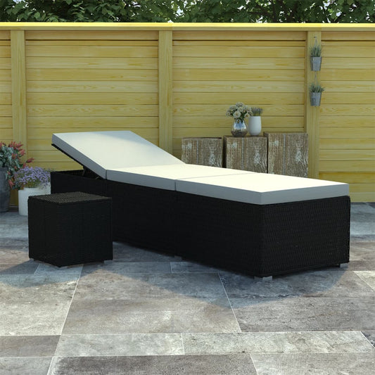Ligbed met kussen en theetafel poly rattan crèmewit is nu te koop bij PeponiXL, paradijselijk wonen!