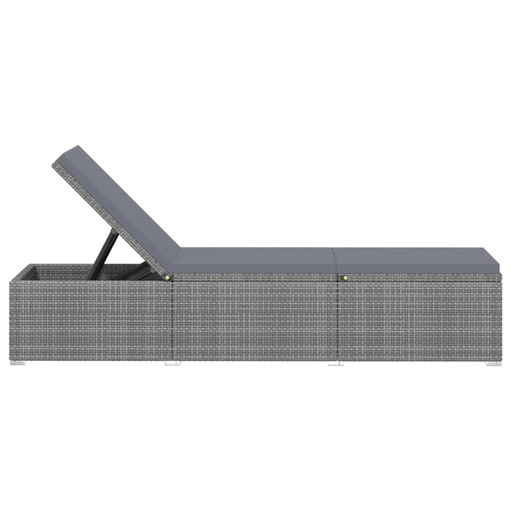 Ligbed met kussen en theetafel poly rattan grijs is nu te koop bij PeponiXL, paradijselijk wonen!