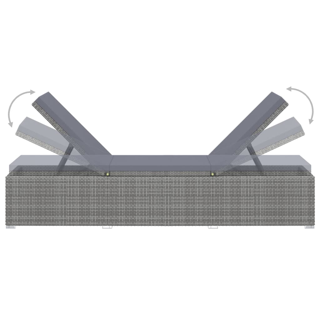 Ligbed met kussen en theetafel poly rattan grijs is nu te koop bij PeponiXL, paradijselijk wonen!