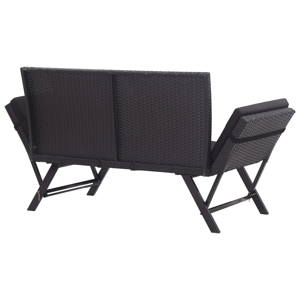Tuinbank met kussens 176 cm poly rattan zwart is nu te koop bij PeponiXL, paradijselijk wonen!