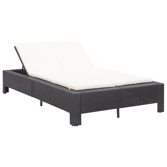 Ligbed met kussen 2-persoons poly rattan zwart is nu te koop bij PeponiXL, paradijselijk wonen!