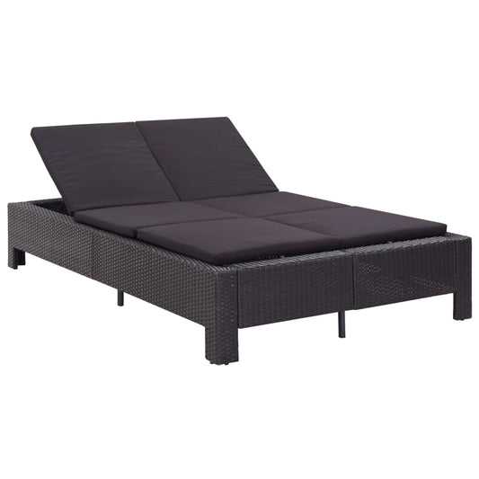 Ligbed met kussen 2-persoons poly rattan zwart is nu te koop bij PeponiXL, paradijselijk wonen!