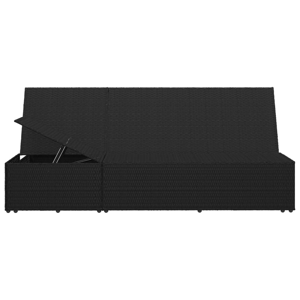 Ligbed met kussen converteerbaar poly rattan zwart is nu te koop bij PeponiXL, paradijselijk wonen!