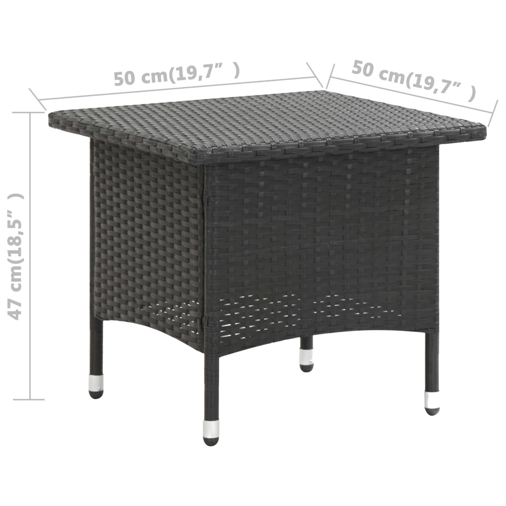 Theetafel 50x50x47 cm poly rattan zwart is nu te koop bij PeponiXL, paradijselijk wonen!