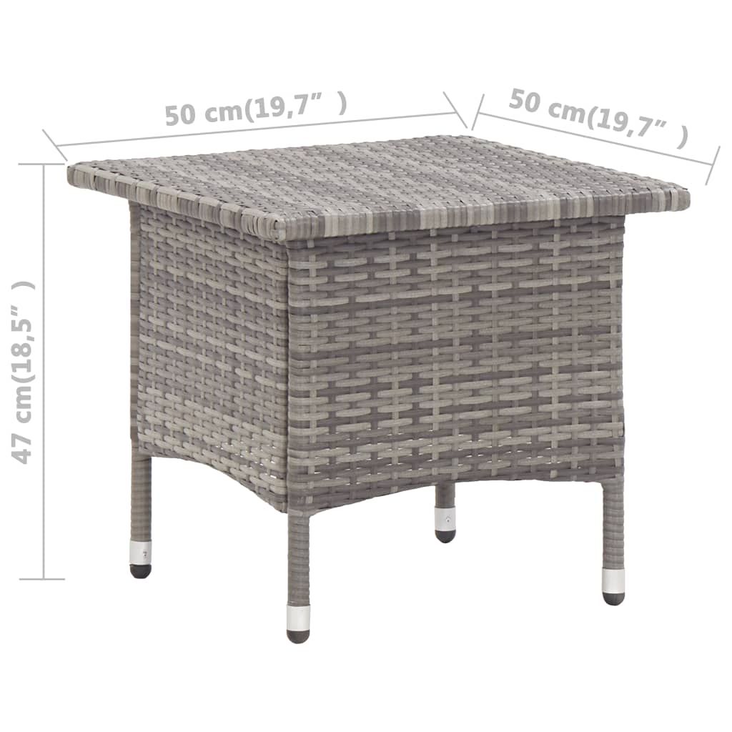 Theetafel 50x50x47 cm poly rattan grijs is nu te koop bij PeponiXL, paradijselijk wonen!