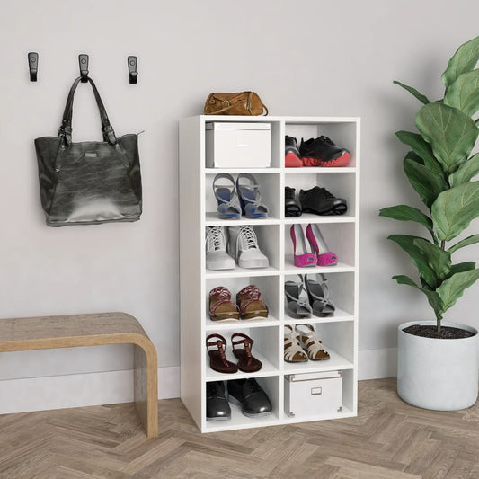 Schoenenrek 54x34x100,5 cm bewerkt hout wit is nu te koop bij PeponiXL, paradijselijk wonen!