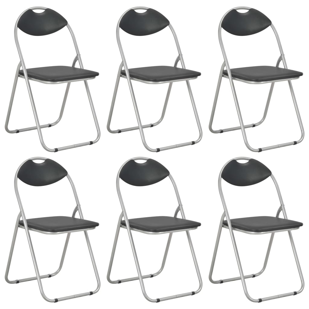 Eetkamerstoelen inklapbaar 6 st kunstleer zwart is nu te koop bij PeponiXL, paradijselijk wonen!