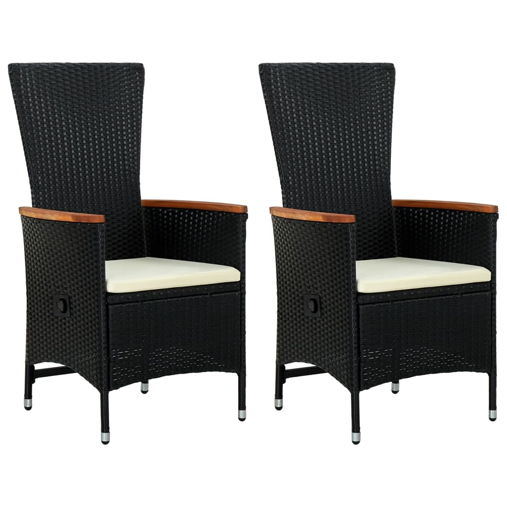 Tuinstoelen 2 st met kussens poly rattan zwart is nu te koop bij PeponiXL, paradijselijk wonen!