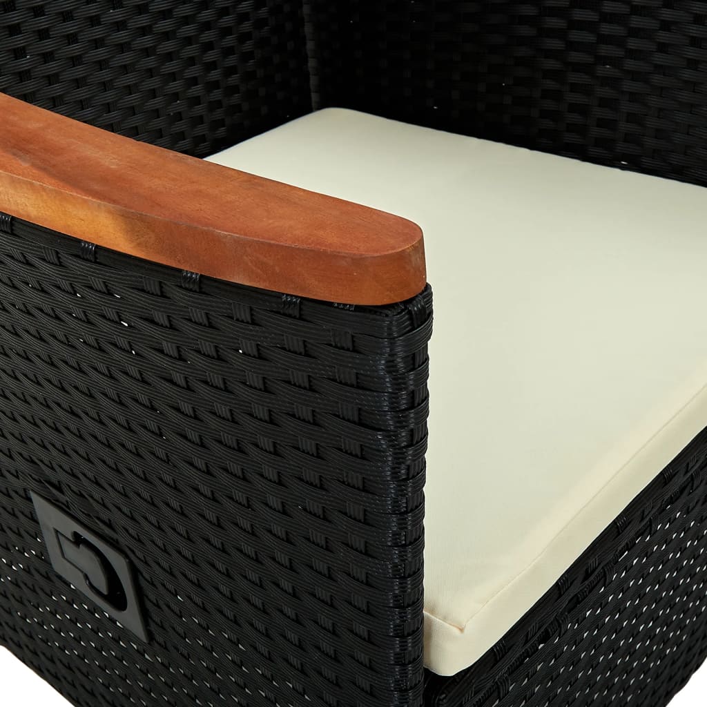 Tuinstoelen 2 st met kussens poly rattan zwart is nu te koop bij PeponiXL, paradijselijk wonen!