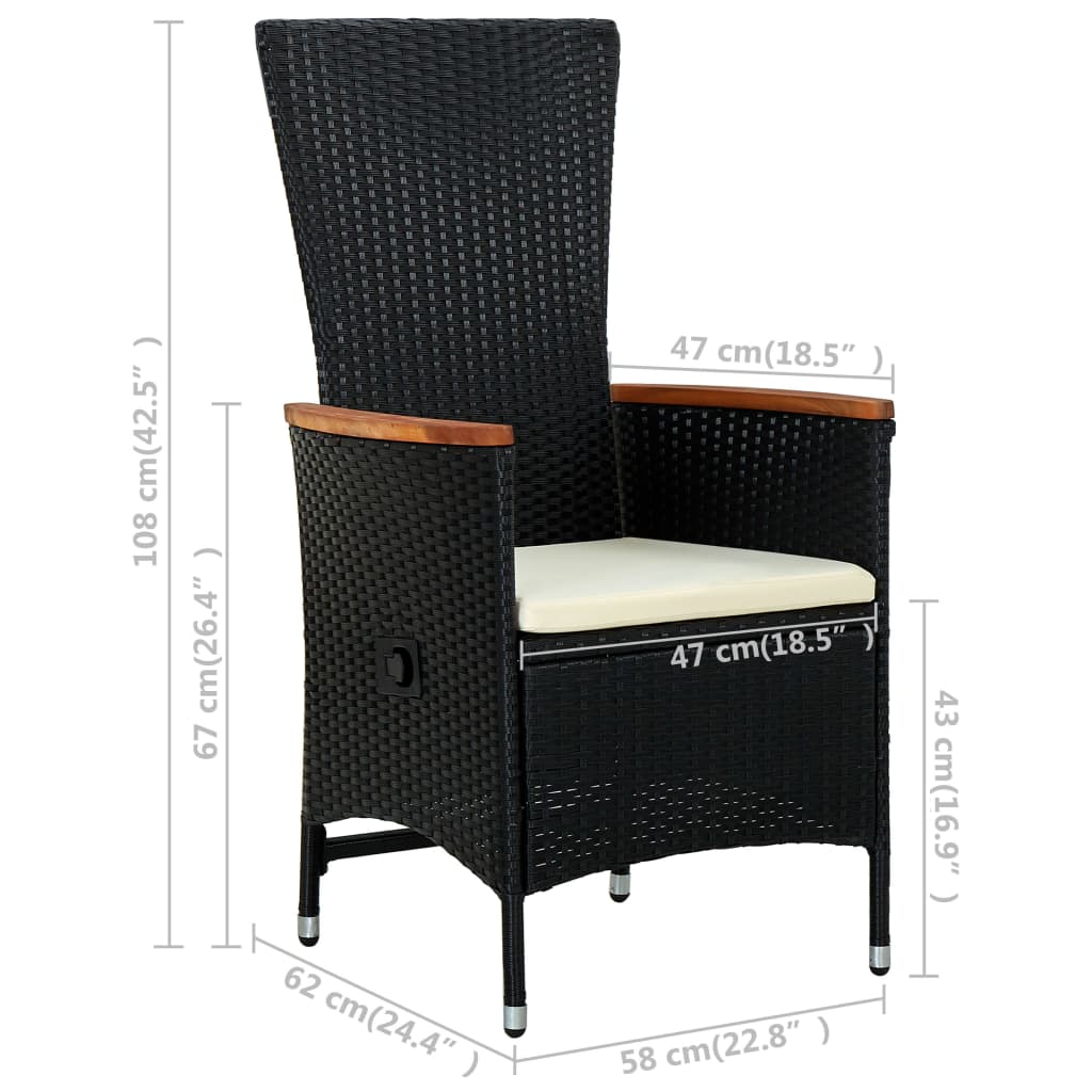 Tuinstoelen 2 st met kussens poly rattan zwart is nu te koop bij PeponiXL, paradijselijk wonen!