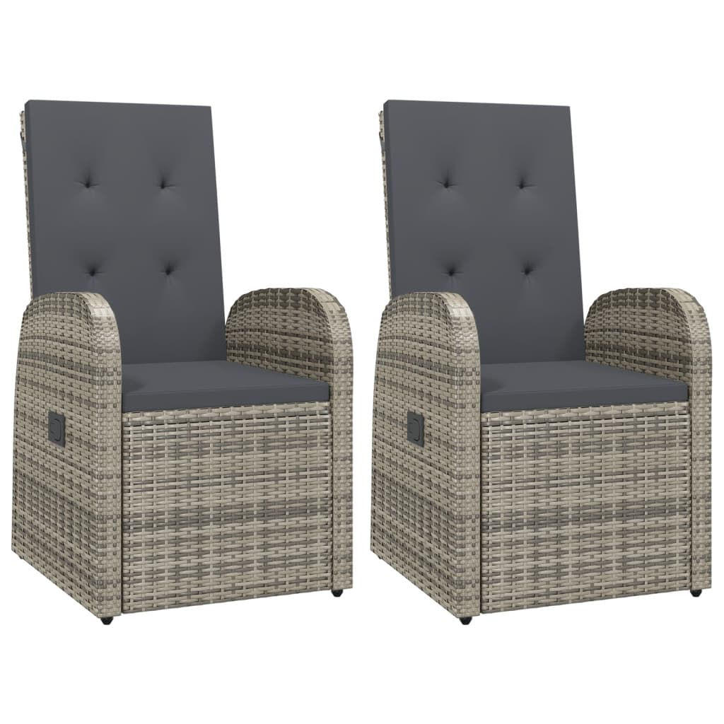 Tuinstoelen 2 st verstelbaar met kussens poly rattan grijs is nu te koop bij PeponiXL, paradijselijk wonen!