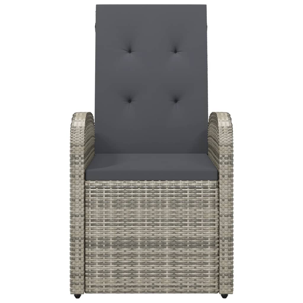 Tuinstoelen 2 st verstelbaar met kussens poly rattan grijs is nu te koop bij PeponiXL, paradijselijk wonen!
