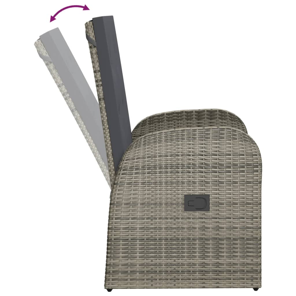 Tuinstoelen 2 st verstelbaar met kussens poly rattan grijs is nu te koop bij PeponiXL, paradijselijk wonen!