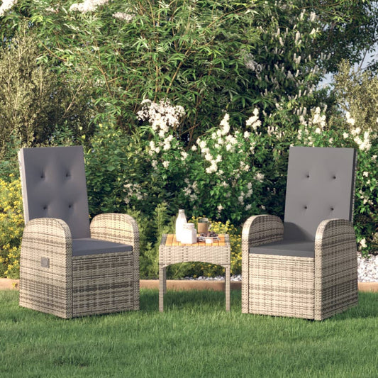 Tuinstoelen 2 st verstelbaar met kussens poly rattan grijs is nu te koop bij PeponiXL, paradijselijk wonen!