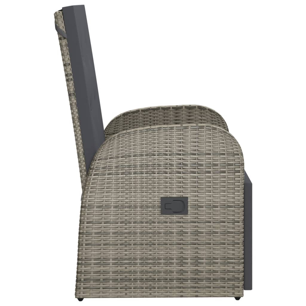 Tuinstoel verstelbaar met kussen poly rattan grijs is nu te koop bij PeponiXL, paradijselijk wonen!