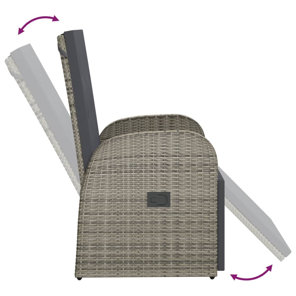Tuinstoel verstelbaar met kussen poly rattan grijs is nu te koop bij PeponiXL, paradijselijk wonen!