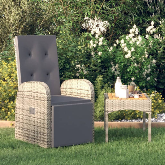 Tuinstoel verstelbaar met kussen poly rattan grijs is nu te koop bij PeponiXL, paradijselijk wonen!