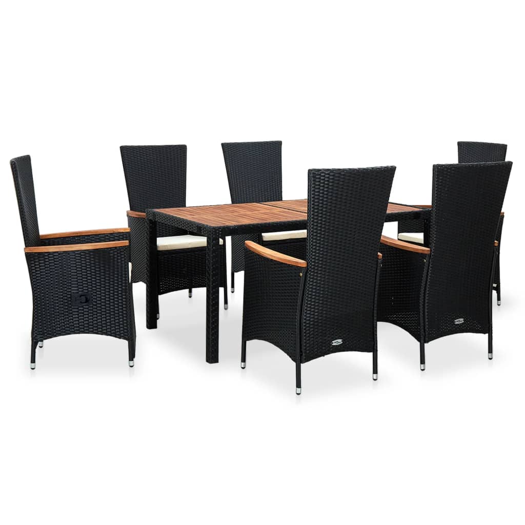 7-delige Tuinset poly rattan acaciahout zwart is nu te koop bij PeponiXL, paradijselijk wonen!