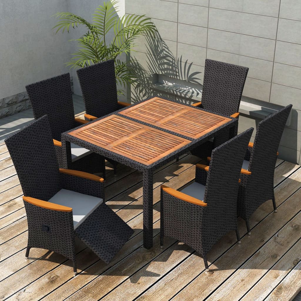 7-delige Tuinset poly rattan acaciahout zwart is nu te koop bij PeponiXL, paradijselijk wonen!