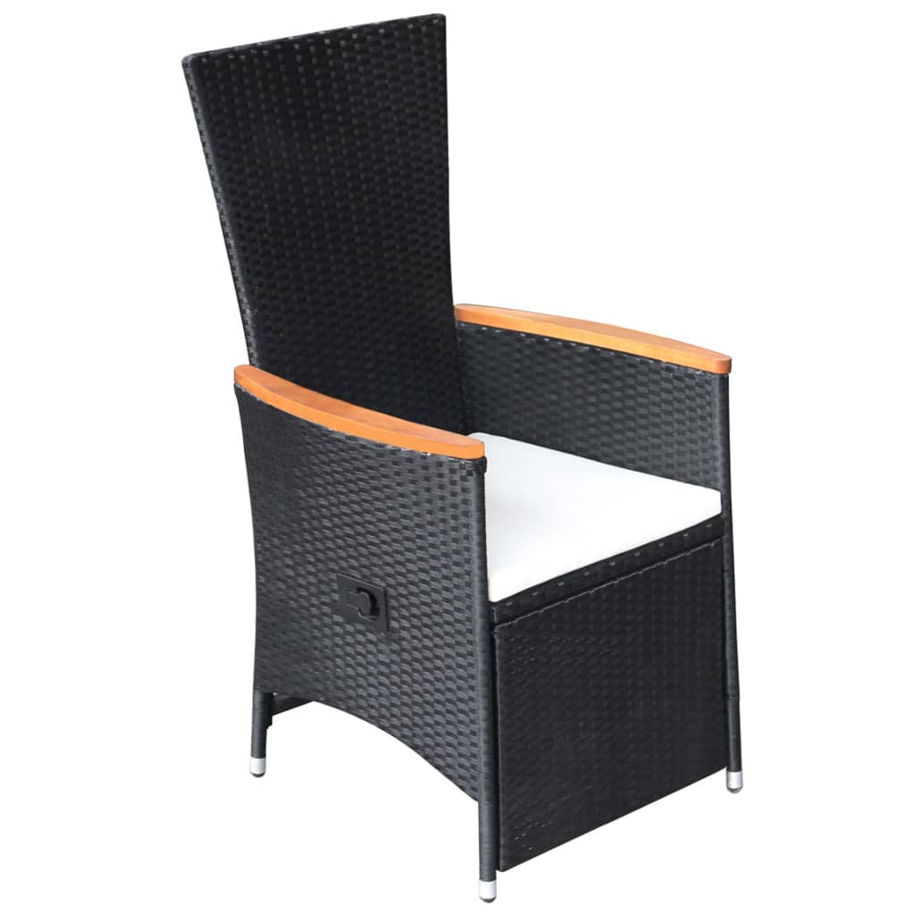 Tuinstoelen 2 st verstelbaar met kussens poly rattan zwart is nu te koop bij PeponiXL, paradijselijk wonen!