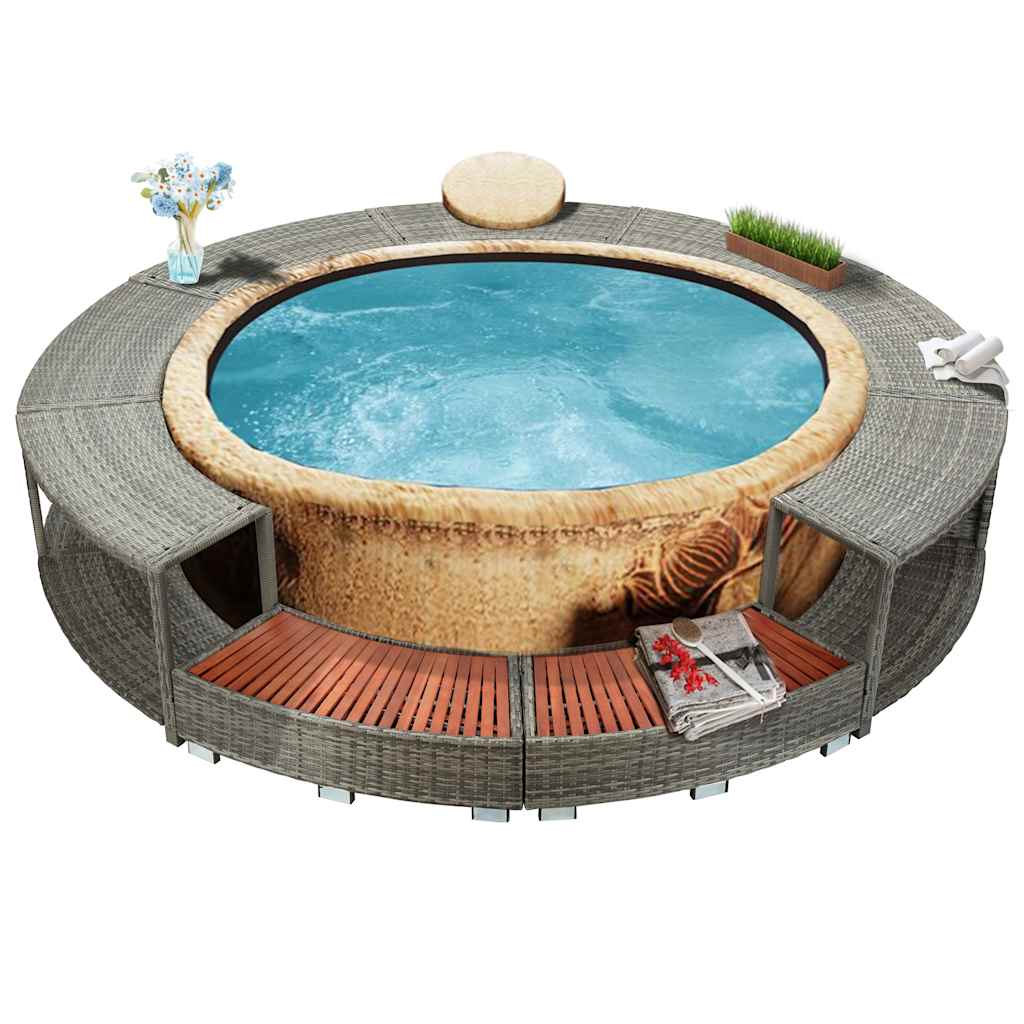 Hottub-ombouw poly rattan grijs is nu te koop bij PeponiXL, paradijselijk wonen!