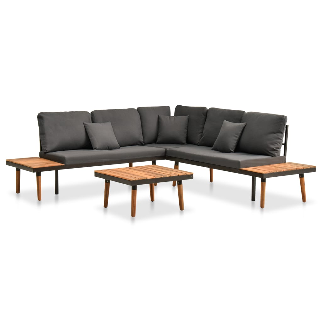 4-delige Loungeset met kussens massief acaciahout is nu te koop bij PeponiXL, paradijselijk wonen!