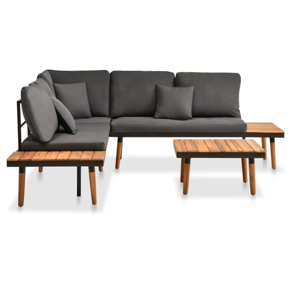 4-delige Loungeset met kussens massief acaciahout is nu te koop bij PeponiXL, paradijselijk wonen!
