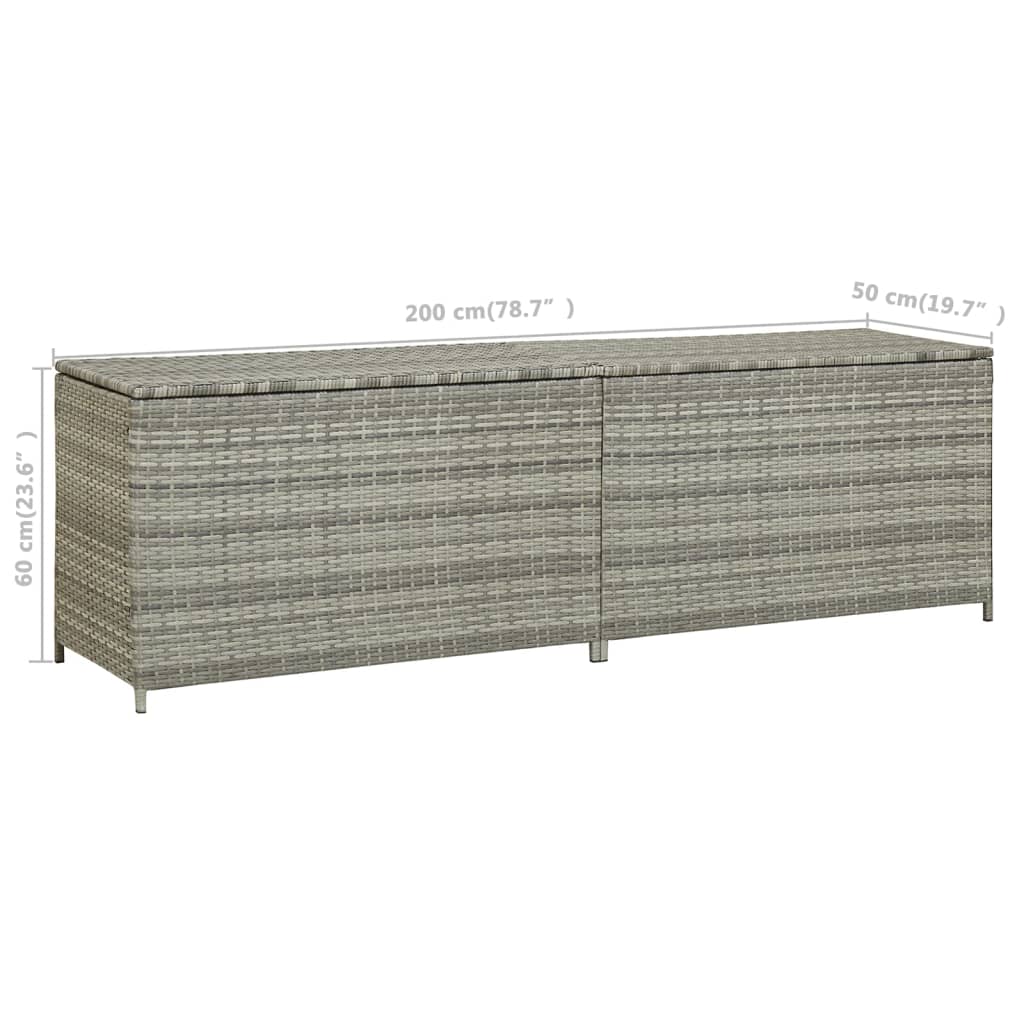 Tuinbox 200x50x60 cm poly rattan grijs is nu te koop bij PeponiXL, paradijselijk wonen!