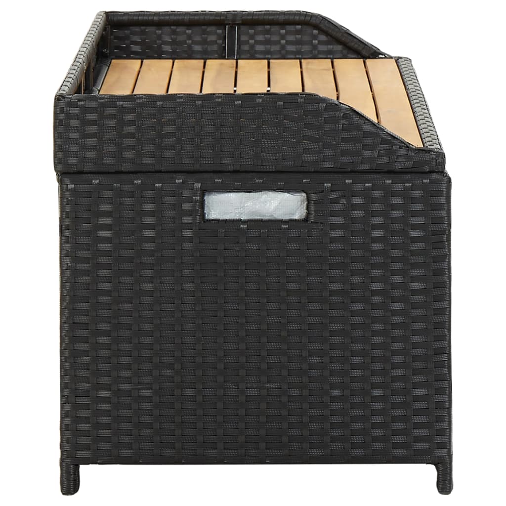 Tuinopbergbank 120 cm poly rattan zwart is nu te koop bij PeponiXL, paradijselijk wonen!
