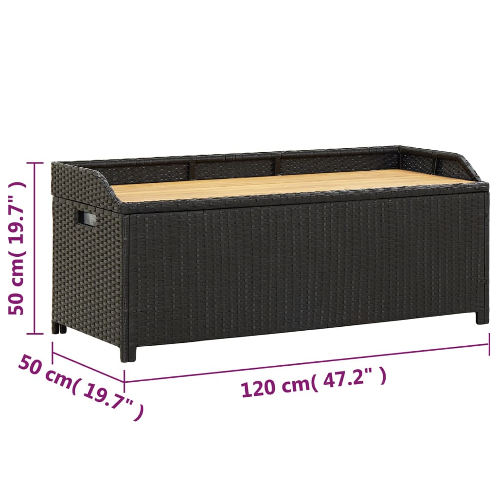 Tuinopbergbank 120 cm poly rattan zwart is nu te koop bij PeponiXL, paradijselijk wonen!