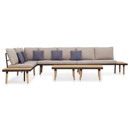 Loungeset 7-zits met kussens massief acaciahout bruin is nu te koop bij PeponiXL, paradijselijk wonen!