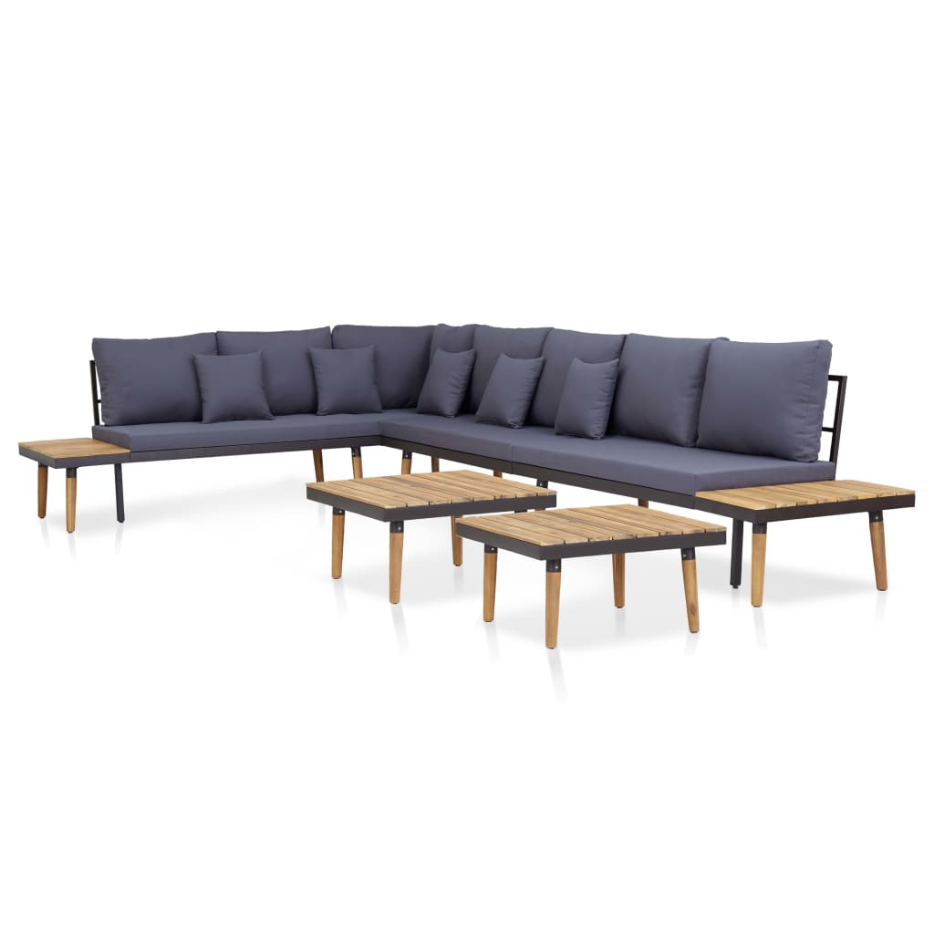 Loungeset 7-zits met kussens massief acaciahout bruin is nu te koop bij PeponiXL, paradijselijk wonen!
