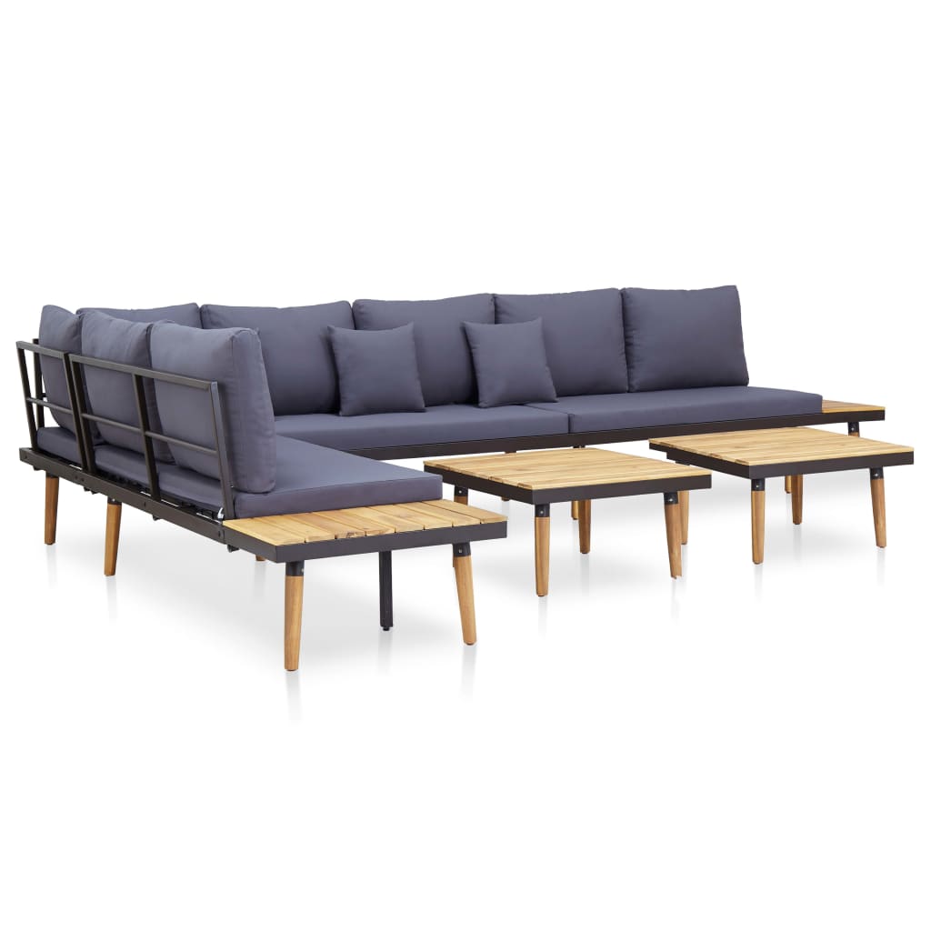 Loungeset 7-zits met kussens massief acaciahout bruin is nu te koop bij PeponiXL, paradijselijk wonen!