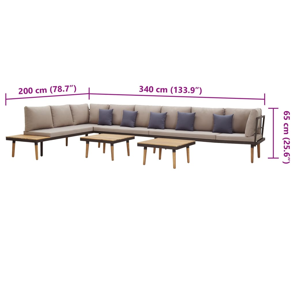 Loungeset 8-zits met kussens massief acaciahout is nu te koop bij PeponiXL, paradijselijk wonen!